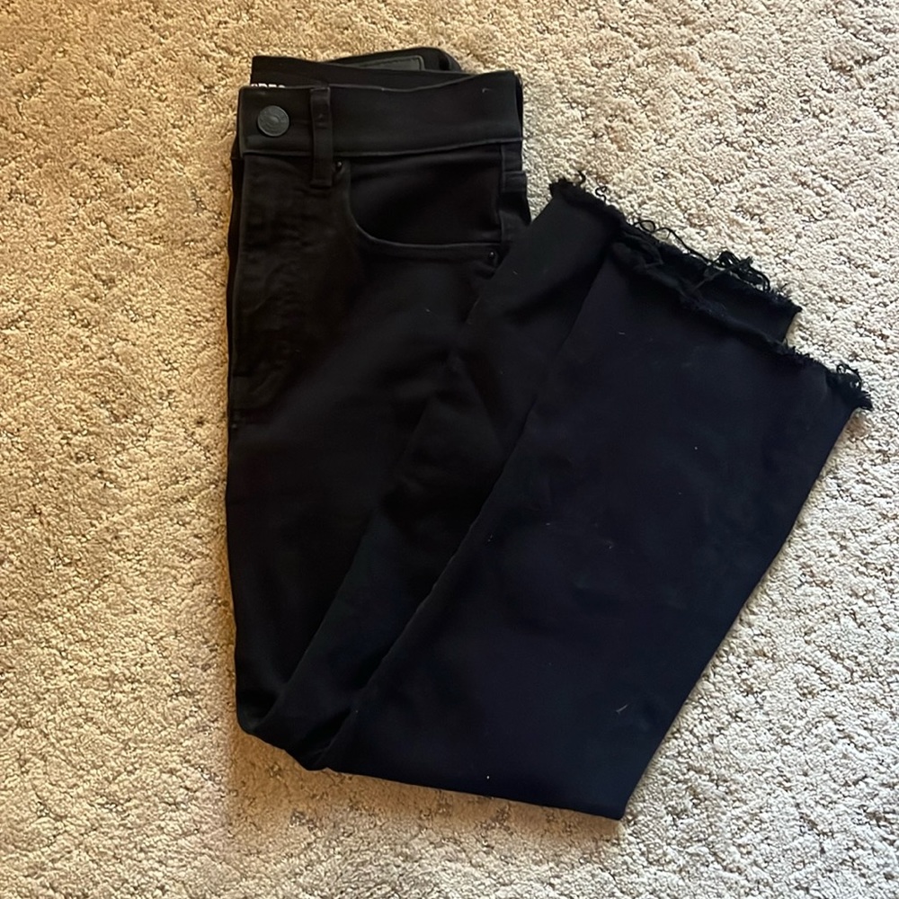 Express Cropped Flare Black Jeans